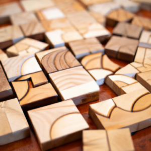 nachhaltige Holzmosaik-Puzzle